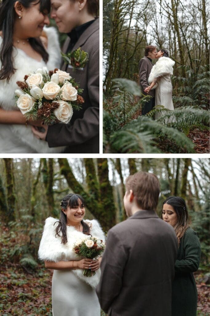 an LGBTQ couple have their elopement ceremony in forest park in portland oregon