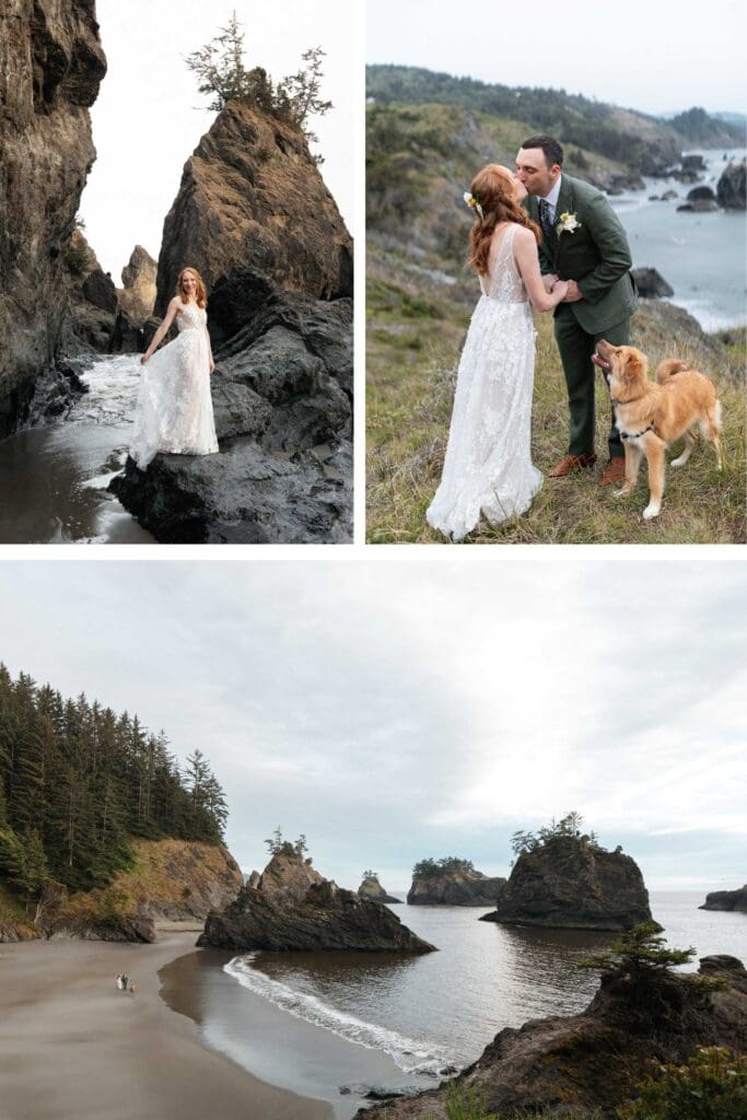 a couple elopes on the southern oregon coast near brookings oregon